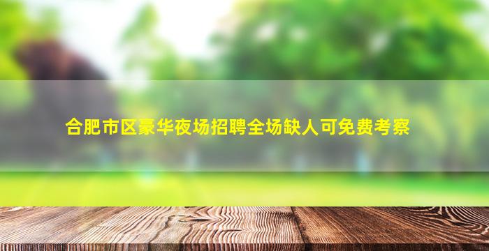 合肥市区豪华夜场招聘全场缺人可免费考察